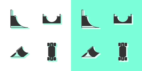 Set Longboard or skateboard, Skate park, and icon. Vector — Stock Vector