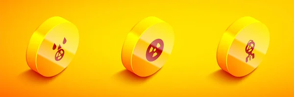 Set Isometric Acid rain and radioactive cloud, Radioactive and Nuclear bomb icon. Vector — Vettoriale Stock