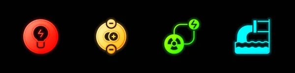 Set Light bulb with concept of idea, Atom, Radioactive exchange energy and Wastewater icon. Vector — 스톡 벡터