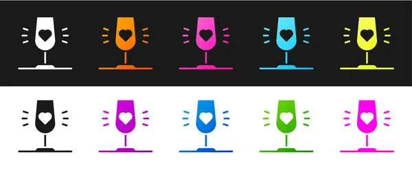 Set Wine glass icon isolated on black and white background. Wineglass sign. Favorite wine. Vector — Stock Vector