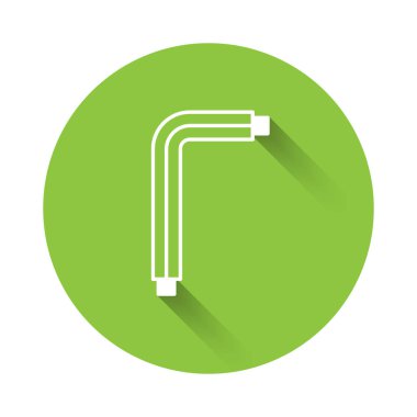 Beyaz Araç alen tuşları simgesi uzun gölge arkaplan izole. Yeşil daire düğmesi. Vektör