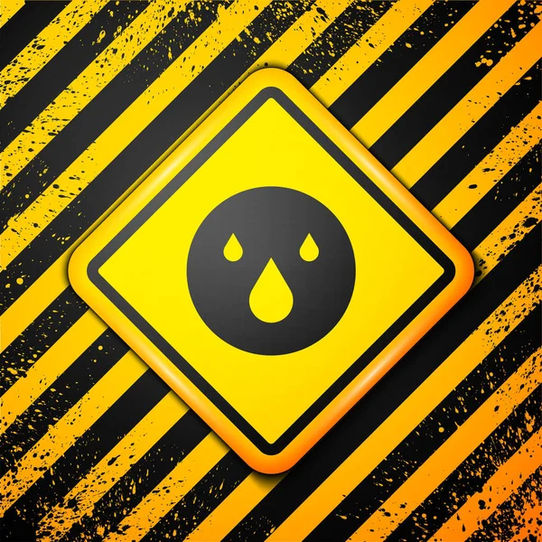 Black Water drop Symbol isoliert auf gelbem Hintergrund. Warnzeichen. Vektor — Stockvektor