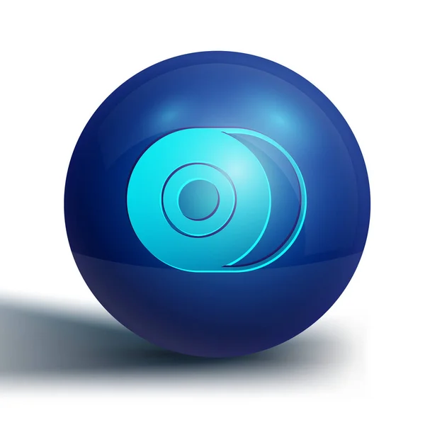蓝色滑板轮图标隔离在白色背景上.滑轮。蓝色圆环按钮。B.病媒 — 图库矢量图片