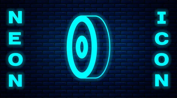 Glowing neon Skateboard ball bearing icon isolated on brick wall background. Vector — Wektor stockowy