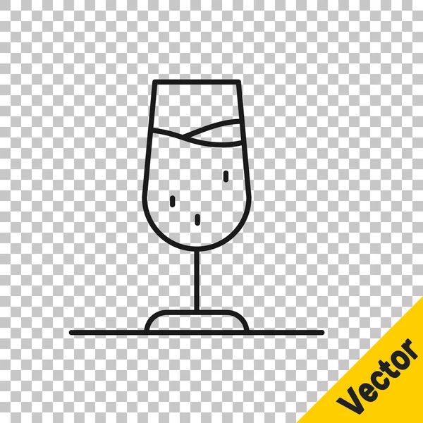 Schwarze Linie Weinglas-Symbol isoliert auf transparentem Hintergrund. Weinglasschild. Vektor — Stockvektor