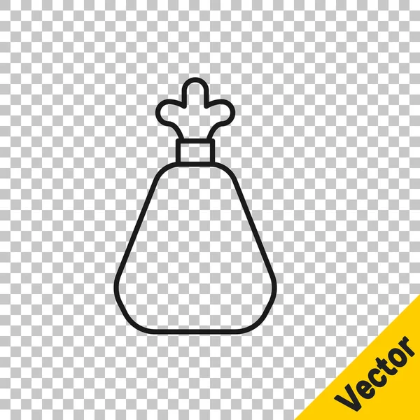 Línea negra Icono de bolsa de basura aislada sobre fondo transparente. Vector — Vector de stock