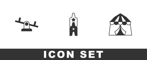 Set Seesaw, Circus ticket and tent icon. Vector — Stockvector