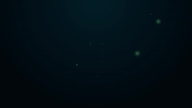 Parlayan neon hattı şişe açacağı simgesi siyah arkaplanda izole edildi. 4K Video hareketli grafik canlandırması