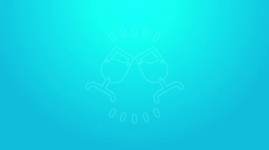 Pembe çizgili şarap tatma, degulasyon simgesi mavi arkaplanda izole. Sommelier. Şarap gibi kokuyor. 4K Video hareketli grafik canlandırması