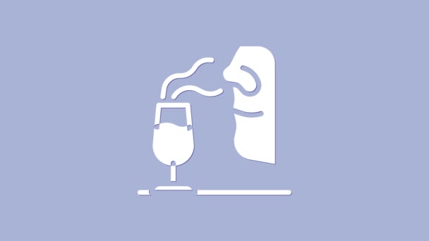 Icono Sommelier blanco aislado sobre fondo púrpura. Degustación de vinos, degustación. Huele a vino. Animación gráfica de vídeo 4K — Vídeo de stock