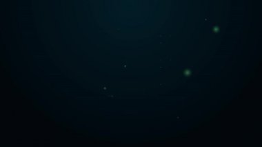 Parlayan neon hattı. Siyah arka planda izole edilmiş şarap ikonu. 4K Video hareketli grafik canlandırması