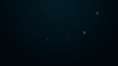 Siyah arka planda izole edilmiş parlak neon çizgili şarap ikonu kutusu. 4K Video hareketli grafik canlandırması