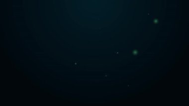 Parlayan neon hattı. Siyah arka planda izole edilmiş eski bir şarap ikonu şişesi. Bir şişe ev yapımı şarap. 4K Video hareketli grafik canlandırması