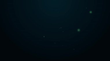 Parlayan neon hattı, siyah arka planda izole edilmiş şampanya şişesi ikonu. 4K Video hareketli grafik canlandırması