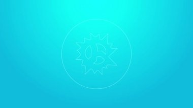 Mavi arka planda şarapnel ve ateş topu ikonuyla pembe hat bombası patlaması. 4K Video hareketli grafik canlandırması