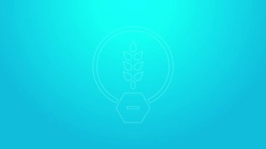 Pembe çizgi Glüten serbest tahıl ikonu mavi arkaplanda izole edilmiş. Buğday işareti yok. Yiyecek hoşgörüsüzlüğü sembolleri. 4K Video hareketli grafik canlandırması