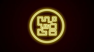 Akıllı telefon tarama simgesi için parlayan neon hattı QR kod örneği siyah arkaplanda izole edildi. 4K Video hareketli grafik canlandırması