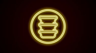 Parlayan neon çizgisi simgesi siyah arkaplanda izole edildi. 4K Video hareketli grafik canlandırması