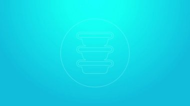 Mavi arka planda pembe çizgi bovling ikonu izole edildi. 4K Video hareketli grafik canlandırması