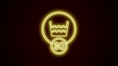 Parlak neon hattı, siyah arkaplanda 30 derecenin altına iniyor. Sıcaklık temizleme. 4K Video hareketli grafik animasyonu