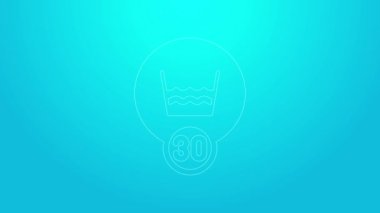 Mavi arka planda 30 derecenin altına inen pembe çizgi izole edilmiş. Sıcaklık temizleme. 4K Video hareketli grafik animasyonu