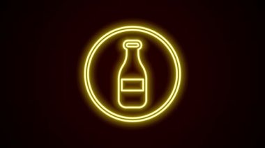 Parlayan neon hattı şişe simgesi siyah arkaplanda izole edildi. 4K Video hareketli grafik canlandırması