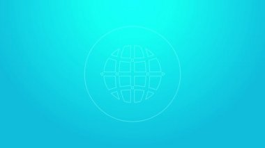 Pembe çizgi Global teknolojisi veya sosyal ağ simgesi mavi arka planda izole edildi. 4K Video hareketli grafik canlandırması