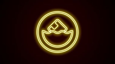Parlayan neon çizgi karton kutu simgesi siyah arkaplanda izole edildi. Kutu, paket, paket işareti. Teslimat ve ambalaj. 4K Video hareketli grafik canlandırması