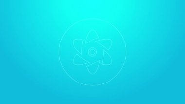 Pembe çizgi test tüpü ve mavi arka planda izole edilmiş kimyasal test ikonu. Laboratuvar cam levhası. 4K Video hareketli grafik canlandırması