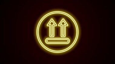 90 derecenin altında parlayan neon çizgisi siyah arkaplanda izole edilmiş bir ikon. Sıcaklık temizleme. 4K Video hareketli grafik animasyonu