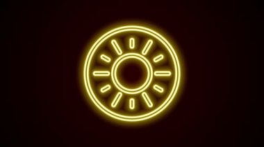 Parlayan neon çizgi simgesi siyah arkaplanda izole edildi. 4K Video hareketli grafik canlandırması