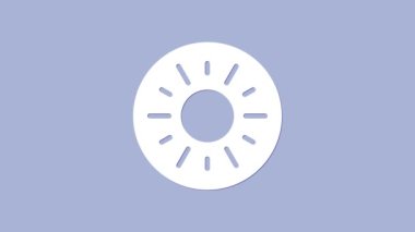 Beyaz Güneş simgesi mor arkaplanda izole edildi. 4K Video hareketli grafik canlandırması