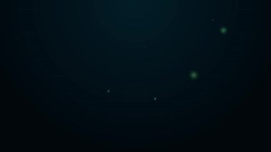 Parlayan neon hattı Globe 'un uçan uçak ikonu siyah arka planda izole edildi. Uçak Dünya 'nın etrafında uçuyor. Uçak dünyası ikonu. 4K Video hareketli grafik canlandırması