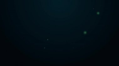 Parlayan neon hattı yürüyen merdiven siyah arkaplanda izole edilmiş bir simge. 4K Video hareketli grafik canlandırması