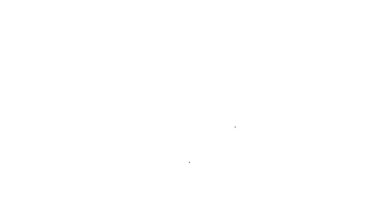 Siyah çizgi uçak pencere simgesi beyaz arkaplanda izole edildi. Uçak lombozu. 4K Video hareketli grafik canlandırması