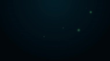 Parlayan neon hattı havaalanı kontrol kulesi simgesi siyah arkaplanda izole edildi. 4K Video hareketli grafik canlandırması