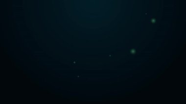 Parlayan neon çizgisi düzlem simgesi siyah arkaplanda izole edildi. Uçan uçak ikonu. Uçak tabelası. 4K Video hareketli grafik canlandırması