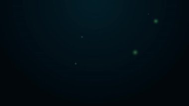 Siyah zemin üzerinde izole edilmiş waffle konisi ikonunda parlayan neon çizgisi dondurma. Güzel sembol. 4K Video hareketli grafik canlandırması