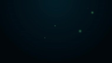 Parlak neon çizgili tek tekerlekli bisiklet ya da siyah arkaplanda izole edilmiş bir bisiklet ikonu. Tekerlekli bisiklet. 4K Video hareketli grafik canlandırması