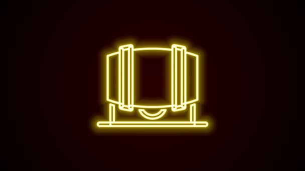 Świecąca neonowa linia Drewniana beczka do ikony wina izolowana na czarnym tle. 4K Animacja graficzna ruchu wideo — Wideo stockowe