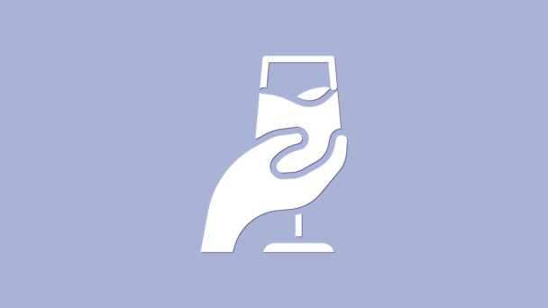 Dégustation de vin blanc, icône de dégustation isolée sur fond violet. Sommelier. Ça sent le vin. Animation graphique de mouvement vidéo 4K — Video