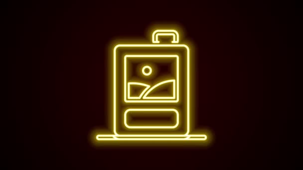 Glowing neon line Cardboard box of wine icon isolated on black background. 4K Video motion graphic animation — Stock Video