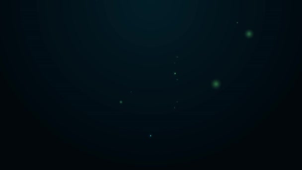 ネオンラインの輝き黒い背景に孤立したボウルアイコン。4Kビデオモーショングラフィックアニメーション — ストック動画