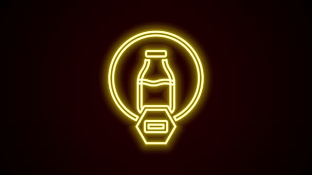 Glowing neon line Lactose free icon isolated on black background. 4K Video motion graphic animation — 비디오