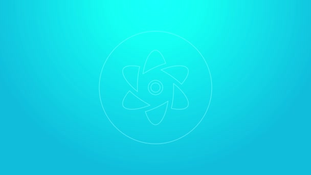 Rosa Linie Reagenzglas und Kolben chemischen Labortest Symbol isoliert auf blauem Hintergrund. Laborgläser. 4K Video Motion Grafik Animation — Stockvideo