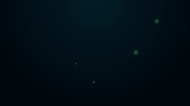 Globe fluorescent avec icône de l'avion volant isolé sur fond noir. Des avions volent autour de la planète Terre. Icône du monde aéronautique. Animation graphique de mouvement vidéo 4K — Video