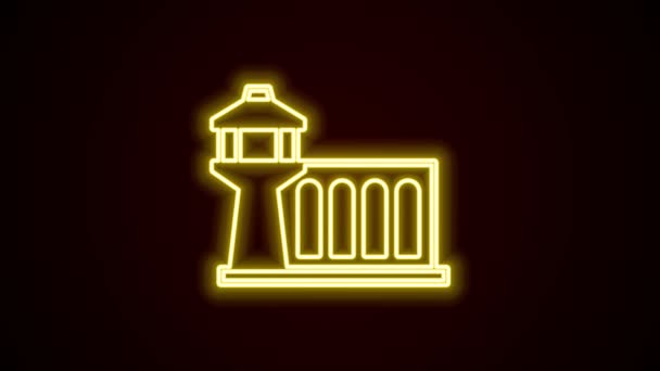 Glowing neon line Airport control tower icon isolated on black background. 4K Video motion graphic animation — Stock Video