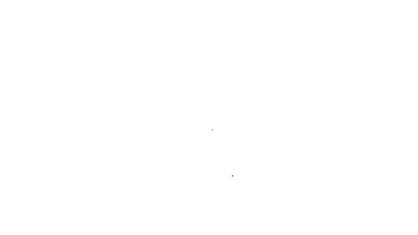 Icono plano de línea negra aislado sobre fondo blanco. Icono del avión volador. Firma del avión. Animación gráfica de vídeo 4K — Vídeos de Stock