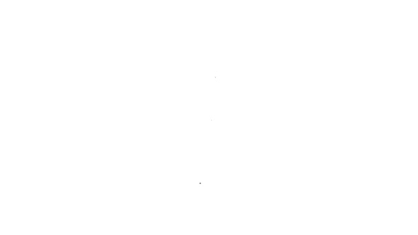 Черная линия Хлопок конфеты значок изолирован на белом фоне. Видеографическая анимация 4K — стоковое видео
