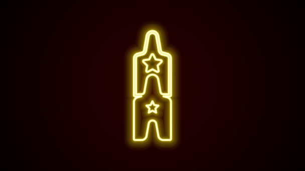 Glödande neon line Circus biljett ikon isolerad på svart bakgrund. Nöjespark. 4K Video motion grafisk animation — Stockvideo